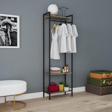 Imagem de Estante Closet Arara 187x60cm 3 Prateleiras Active Yescasa Marrom/Carv