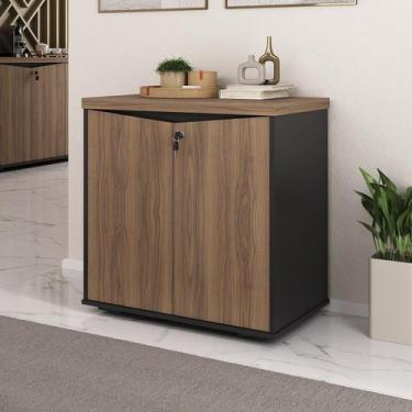 Imagem de Armário Multiuso para Escritório Baixo com Chave 2 Portas Y37 Marrom/N