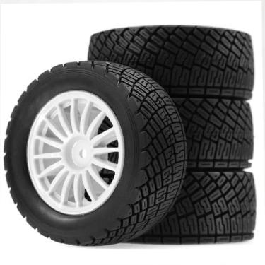 Imagem de Conjunto De Pneus De Borracha Rally 80MM Com Aro 4PCS Para Carro RC Of