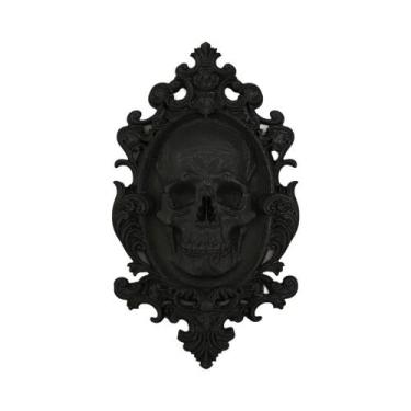 Imagem de Decoração De Parede Com Crânio Preto Esculpido, Estilo Retro Escuro, E