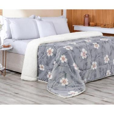 Imagem de Coberdrom Casal Sherpa Dupla face Estampado Paco milano Sultan, Cinza