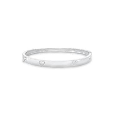 Imagem de Bracelete com Corações Cravejados Banhado a Ródio Branco - 6mm - 10g -