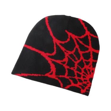 Imagem de Gorro Unissex Quente De Tricô Com Design De Teia De Aranha, Estilo Y2K