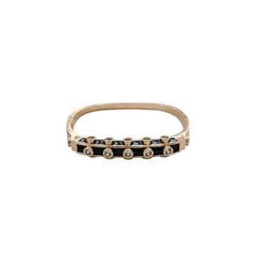 Imagem de Bracelete com esmaltação negra e pontos de zircônia banhado a ouro - V