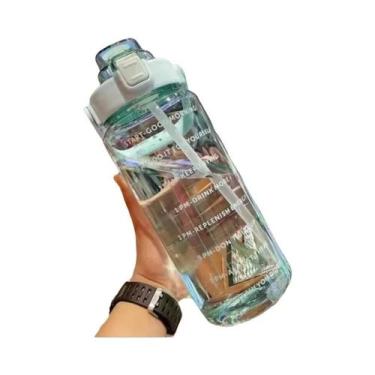 Imagem de Garrafa De Água Portátil De 2000ml Para Mulheres Com Canudo E Marcador
