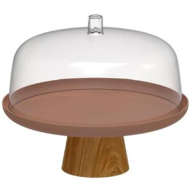 Imagem de Boleira Com Cúpula Lume Ou 27,5cm Base Bambu - Marrom, Marrom
