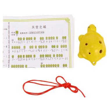Imagem de Ocarina de cerâmica com 6 furos de ocarina em forma de amarela, instrumento musical, ocarina para crianças, ocarina iniciante