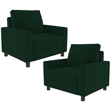 Imagem de Kit 02 Poltronas Decorativas Para Sala De Estar E Recepção Malta L02 Suede Verde Musgo - Lyam Decor