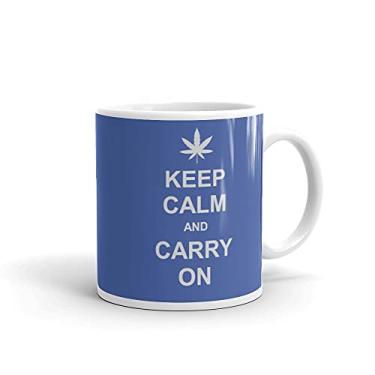 Imagem de Caneca branca brilhante Keep Calm And Carry On Weed Maconha