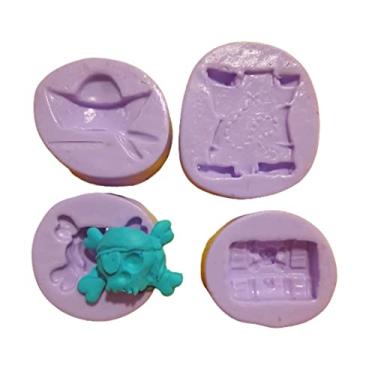 Imagem de F965 KIT COM 4 MOLDES DE SILICONE PIRATA PARA DECORAR