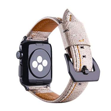 Imagem de Pulseira Couro Line LTIMPORTS, compativel com Apple Watch 42mm Series 11/10, 41mm Series 9/8/7, 40mm Series 6/5/4/SE e Apple Watch 38mm Series 3/2/1 (Branco)