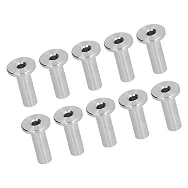 Imagem de Eujgoov 10 peças de mangas protetoras de aço inoxidável para kits de trilhos de cabo de arame de 0,95 cm ou 3/16" (1/8)