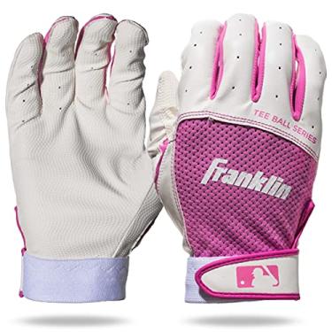 Imagem de Franklin Sports Luvas para rebatedor de tebol juvenis – Youth Flex – Luvas infantis para tebol, beisebol, softball – Rosa/Branco – Médio, 21206F2