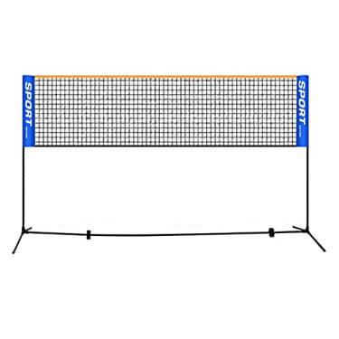 Imagem de Conjunto de rack de rede de badminton ajustável portátil multifuncional suporte de rede de vôlei extensível rack de rede com tubo de aço antiferrugem dobrável treinamento de badminton 3,1 m