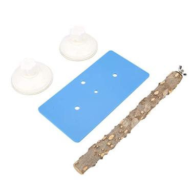 Imagem de HEEPDD poleiros para chuveiro de pássaros, 2 ventosas de janela e papagaio de banho espinhoso suporte de madeira de freixo para ararara, cacatua, africano, periquito cinza (Fagara Wood)