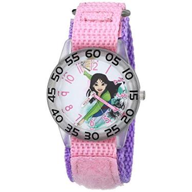 Imagem de Disney Relógio de Quartzo Analógico Girls Princess com Pulseira de Nylon, Rosa, 16 (Modelo: WDS000843)