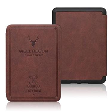 Imagem de Capa protetora com padrão de cabeça de cervo vintage para Kindle Paperwhite 5, 6 e 7 (antes de 2018, modelo EY21 e DP75SDI) - Capa impermeável durável com Auto Wake/Sleep