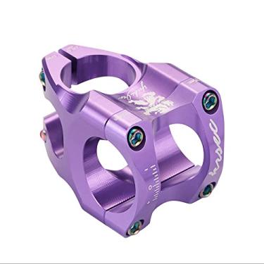 Imagem de Hastes de guidão de bicicleta de montanha CNC ultra leve, vazadas para guidão curto, 35 mm, haste de guidão para haste de liga de alumínio para a maioria das bicicletas, bicicletas de estrada, MTB, BMX, equipamento fixie, ciclismo (roxo)