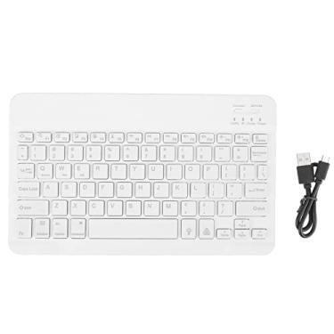 Imagem de Teclado Bluetooth, Mini Teclado Sem Fio Portátil Ultra Fino Silencioso RGB Retroiluminado Teclado de Computador Ergonômico com Cabo USB para Laptop Tablet(Branco)