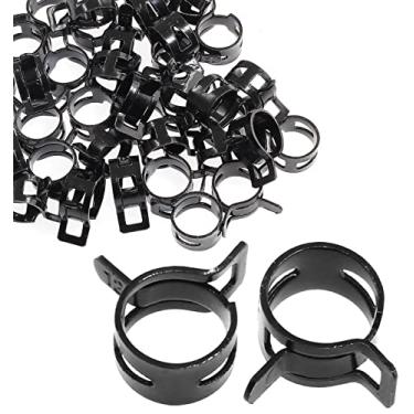 Imagem de Rierdge 40 peças 1/5.1 cm ID mola tipo braçadeiras, fixadores de mangueira de combustível, clipe de mangueira de mola preta para linha de mangueira de combustível, tubo de água, tubo de ar, mangueira