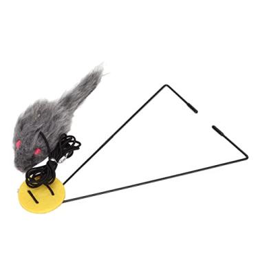 Imagem de Mouse pendurado na porta brinquedo de gato interativo retrátil para gatos capturando rato brinquedo com gancho triangular para gatos, brinquedo interativo de provocação de gato para exercício interno de gatinho