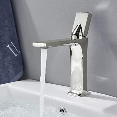 Imagem de Torneira de bacia de bacia quente e fria preta montada em latão quadrado misturadores de banheiro com alça única branca vaidade torneira misturadora de bacia torneira, 5,China