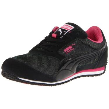 Imagem de PUMA Tênis Steeple Glitter Jr Fashion (Criança pequena/criança grande), Preto/rosa choque, 11.5 Little Kid