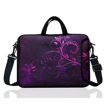 Imagem de Bolsa de ombro para laptop de neoprene de 17-17,3 polegadas para mulheres HP Asus Dell, Purple Flower, 17inch/17.3 inch