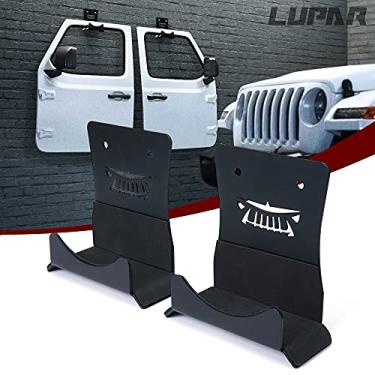 Imagem de Lupar Cabides de porta de armazenamento compatíveis com Jeep Wrangler 1956-2024, suporte de armazenamento de porta removível montado na parede com forro de borracha - pacote com 2