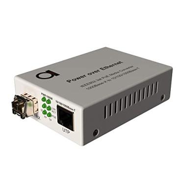 Imagem de ADNET Conversor de mídia Gigabit Ethernet multimodo LC 850 nm de fibra PoE - fornece energia PoE e PoE+ PSE IEEE 802.3 e estende a distância sobre fibra até 550 m (0,34 milhas) - 10/100/1000 porta LAN