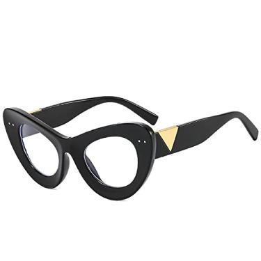 Imagem de Óculos de sol fashion olho de gato retrô grande armação medidor de unhas tons mesmo azul à prova de luz, 6, tamanho único