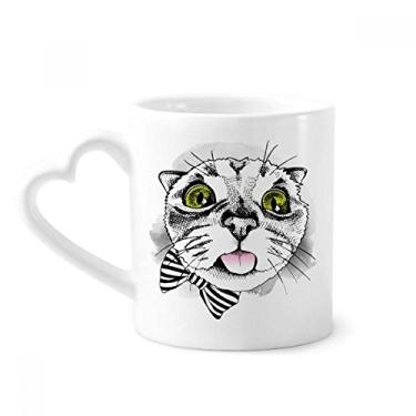 Imagem de Tougue Bow Branco Gato Proteja Animal Pet Lover Caneca Café Cerâmica Copo Coração Vidro