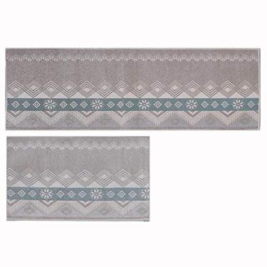 Imagem de Tapete de cozinha padrões geométricos macio tapete absorvente antiderrapante lavável sem derramamento tapete para sala de estar quarto cabeceira banheiro varanda entrada, off white, 50 * 150 cm