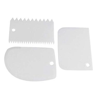Imagem de Conjunto de 3 peças de raspador de bolo, ferramenta mais suave para decoração de bolos, raspador de massa de plástico, raspador de massa flexível para assar