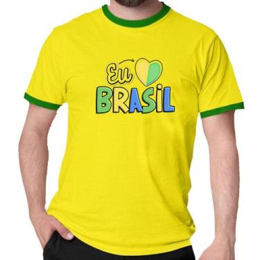 Imagem de Camiseta Eu Amo Brasil Verde E Amarelo Copa Futebol - Mago Das Camisas