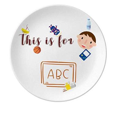 Imagem de Placa de porcelana Knowledge Display alfabeto inglês lousa prato de jantar redondo menino homem