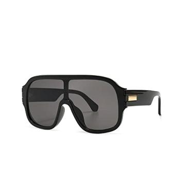 Imagem de Óculos de sol grandes de uma peça preto bege para mulheres vintage quadrado óculos de sol masculino gradiente punk tons uv400 armação grande, 1, tamanho único