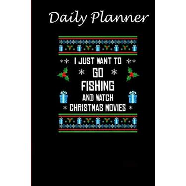 Imagem de Daily Planner - Funny Fishing Christmas notebook Xmas Pajama Gift: Daily planner 2022, US map, US holiday, 6x9 inch, 136 pages