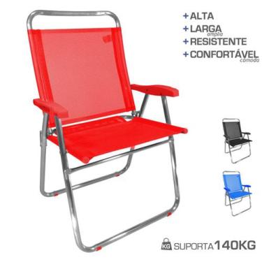 Imagem de Cadeira De Praia King Oversize Alumínio Até 140Kg Camping - Zaka