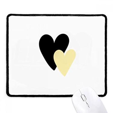 Imagem de Mouse pad com citação de coração duplo e escrita à mão preto borda costurada antiderrapante