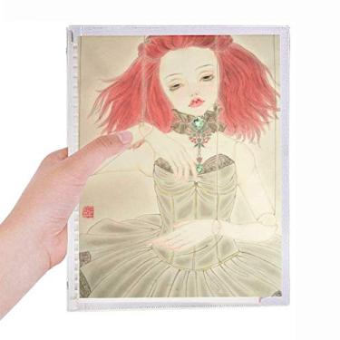 Imagem de Boneca Fantoche estilo chinês aquarela caderno de folhas soltas diário recarregável papelaria