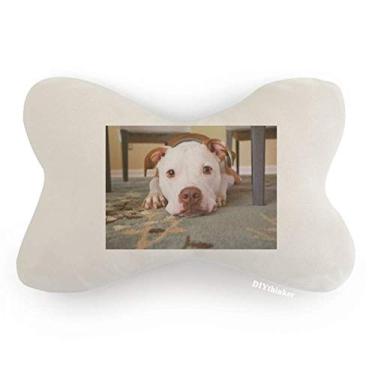 Imagem de DIYthinker Almofada para decoração de pescoço com imagem de animal de estimação buldogue branco almofada para apoio de cabeça