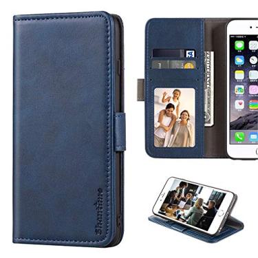 Imagem de Shantime Capa para Asus Zenfone 5z ZS620KL, capa carteira de couro com compartimentos para dinheiro e cartões, capa traseira de TPU macio com ímã para Asus Zenfone 5 ZE620KL (azul)