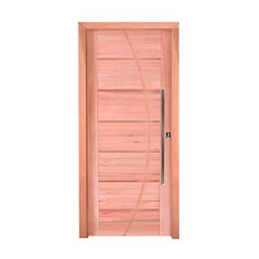 Imagem de Kit Porta de Madeira Pivotante Lado de Abertura Esquerdo 214x117cm Batente 12cm Pe33 com Friso Belissima Esel Natural