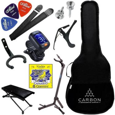 Imagem de Kit Acessórios Para Violão Clássico Com Capa Palhetas Afinador Correia Cabo Apoio Vx06