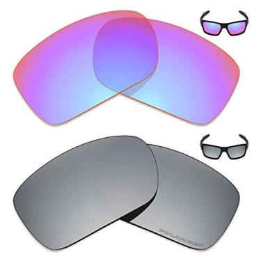 Imagem de Mryok+ 2 pares de lentes polarizadas de substituição para óculos de sol Oakley Turbine – Rosa cobalto/titânio prata