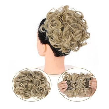 Imagem de Mulheres Bun Scrunchies Pente Presilha em Rabo de Cavalo Extensões para Mulheres Extensões de Coque Cacheado Desarrumado Peruca Sintética Updo Chignons Cabelo Esticável Fácil Pão (Color : 24)
