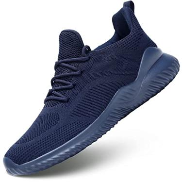 Imagem de Kapsen Tênis de corrida masculino antiderrapante, ultraleve, respirável, casual, para caminhada, tênis fashion, malha para malhar, Azul, 12