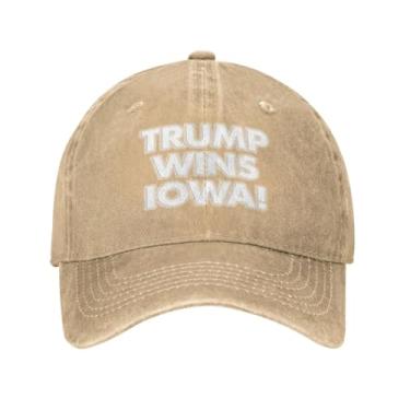 Imagem de Boné de caminhoneiro clássico Trump Wins Iowa ajustável Love You Mom Boné de beisebol lavado para homens/mulheres original, Cor da areia, G