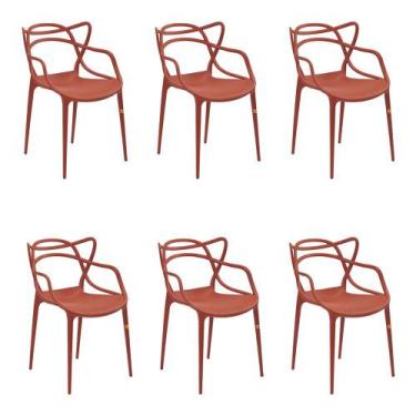 Imagem de Kit 6 Cadeiras Decorativas Sala E Cozinha Feliti (Pp) Laranja Telha G5